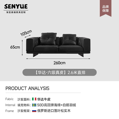 Large Nordic Italian Sofa Luxury Beige Leather Designer Modern Double Couch Living Room Chaise Canape Salon Home Furniture