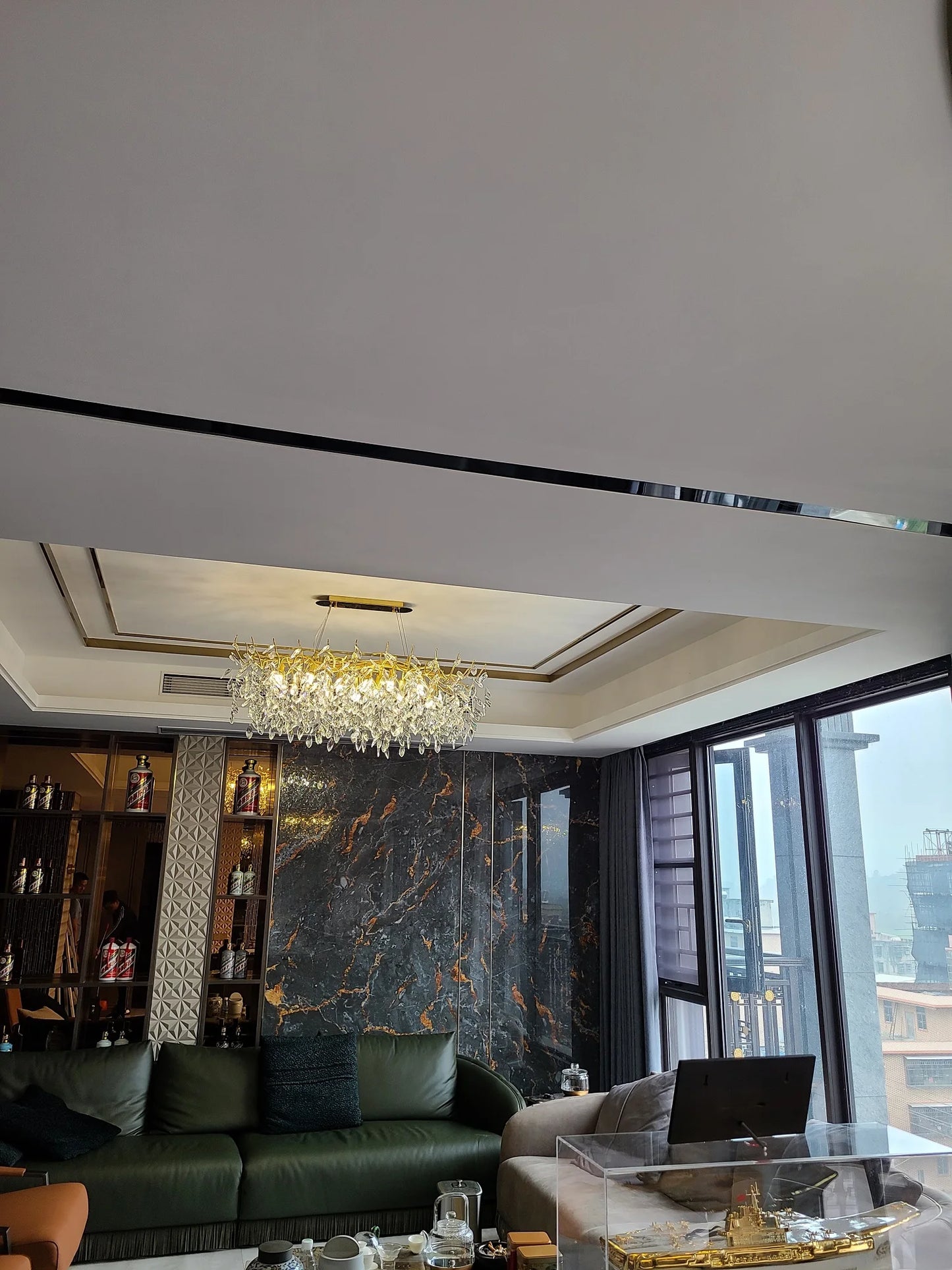 Dining Room Chandelier Long Shaped Dining Room Circular Branch Simple French Luxury Villa Living Room Crystal Lighting Fixtures