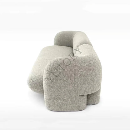 Italian minimalist double three-person small apartment living room sofa lambswool fabric leisure sofa