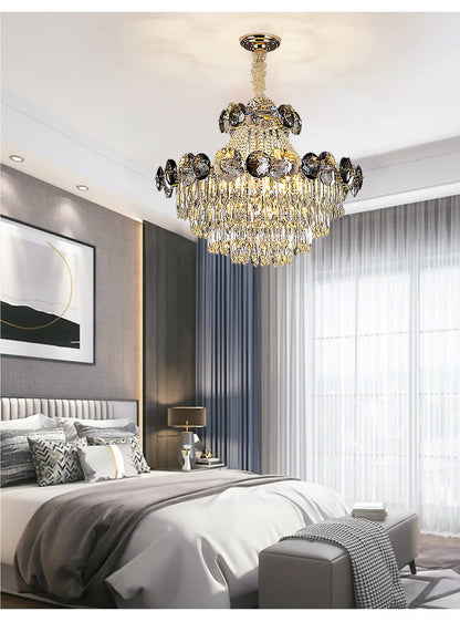 2024 Modern Large Luxury Living Room Chandeliers for Staircase Designer Crystal Pendant Lamps Home Decor Lighting Lustre Fixture