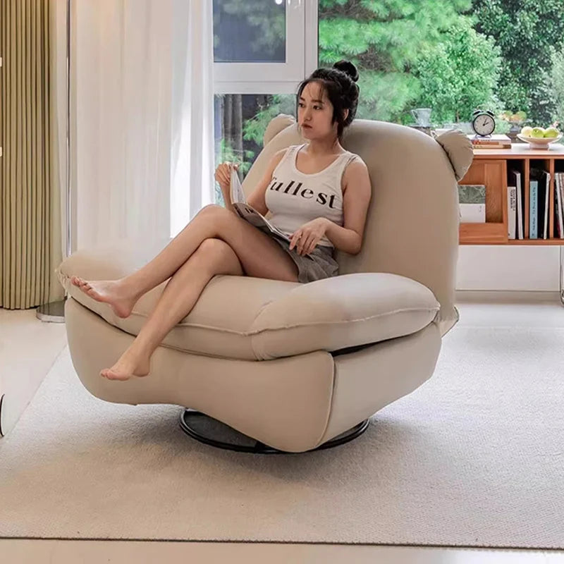 Electric Modern Individual Armchair Rattan Furniture Living Chair Upholstered Rocking Ground Bedroom Sillon Chairs Wheel Design