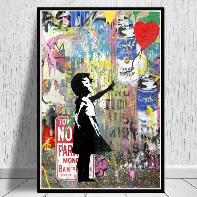 Canvas Wall Art Painting Abstract Banksy Graffiti Art Picture Funny Monkey Street Pop Wall Art Posters for Home Bedroom Decor