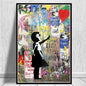 Canvas Wall Art Painting Abstract Banksy Graffiti Art Picture Funny Monkey Street Pop Wall Art Posters for Home Bedroom Decor