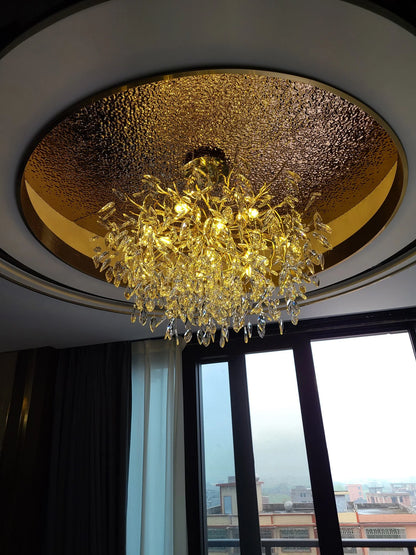 Dining Room Chandelier Long Shaped Dining Room Circular Branch Simple French Luxury Villa Living Room Crystal Lighting Fixtures