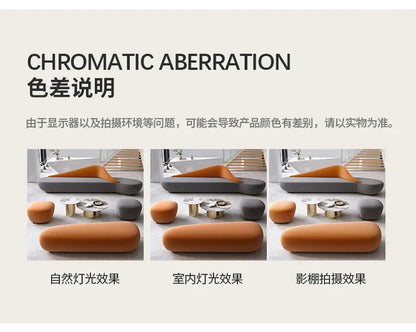 Beige Living Room Sofa European Nordic Sectional Curved Lounge Chaise Couch Puffs Double Lazy Italian Divano Soggiorno Furniture