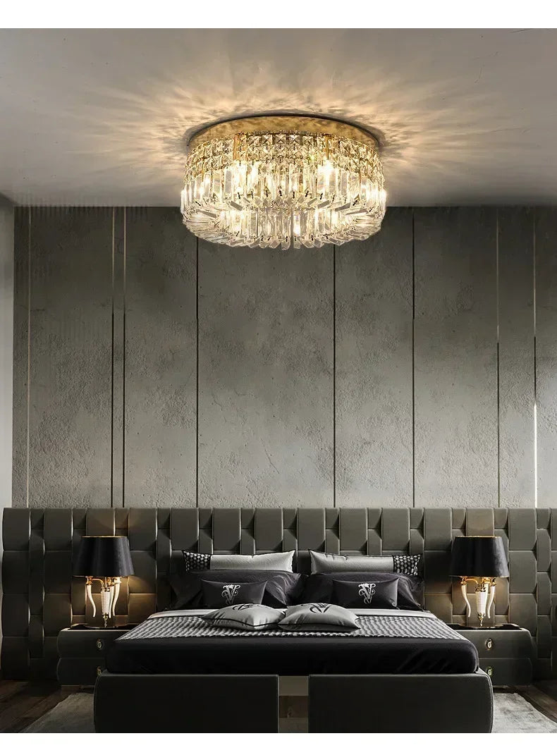 Luxury Modern Minimalist Crystal Glass Round Ceiling Chandelier for  Living Room Bedroom Study Led Indoor Lighting Decor