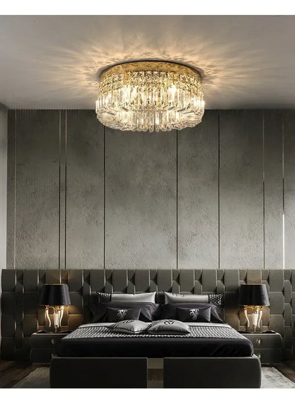 Luxury Modern Minimalist Crystal Glass Round Ceiling Chandelier for  Living Room Bedroom Study Led Indoor Lighting Decor