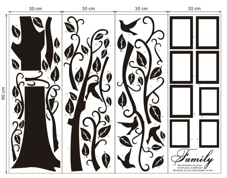 Large 200*250Cm/79*99in Black 3D DIY Photo Tree PVC Wall Decals/Adhesive Family Wall Stickers Mural Art Home Decor