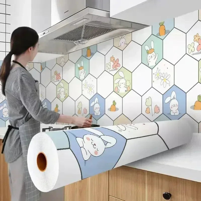 Kitchen Stove Oil-proof Sticker Waterproof High Temperature Resistant Wallpapers Kitchen Decoration Self Adhesive Contact Paper