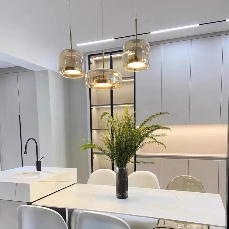 Glass LED Pendant Light for Kitchen, Restaurant, Hanging Lamp, Modern Bedroom, Bedside Shop Decoration, Ceiling Chandeliers, Lustres Decor