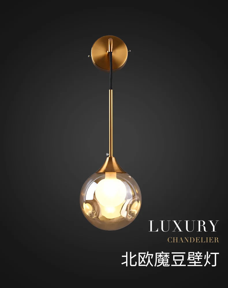 Modern Led Wall Lamp Glass Ball Gold Sconce Lighting Indoor Nordic Living Bedroom Kitchen Fixture Bedside Light Decor Luminaire