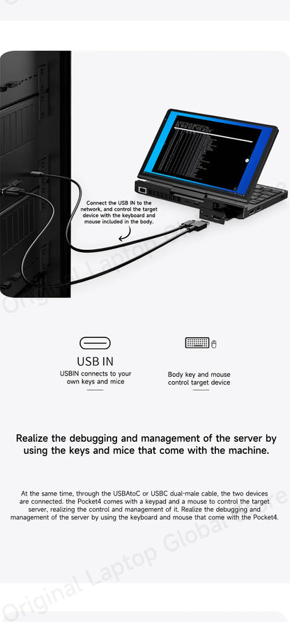 GPD Pocket 4 2025 Model AMD R7 8840U/AI 9 365/AI 9 HX 370 Processor 8.8-inch 2.5K Resolution 144 Hz Refresh Rate Mini Laptop