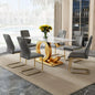 Dining Table Set for 6,Glass Table Top and MDF Base，Rectangular Dining Room Table with 6 PU Leather Upholstered Dining Chairs