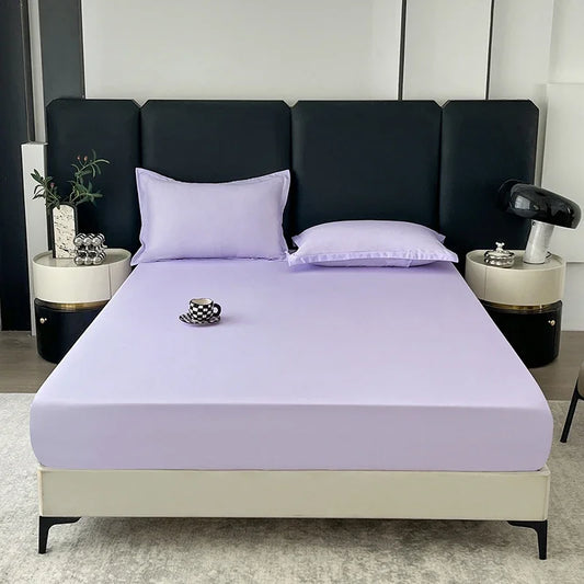 Solid Color Fitted Sheet with 2 Pillowcase Hotel Luxury Deep Pocket Sheet Soft Microfiber Breathable & Comfy Bed Sheet Set, Twin