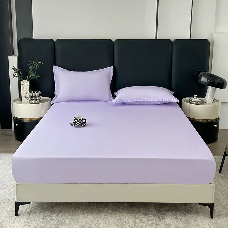 Solid Color Fitted Sheet with 2 Pillowcase Hotel Luxury Deep Pocket Sheet Soft Microfiber Breathable & Comfy Bed Sheet Set, Twin