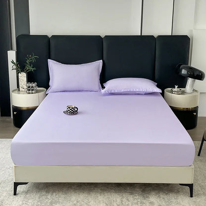 Solid Color Fitted Sheet with 2 Pillowcase Hotel Luxury Deep Pocket Sheet Soft Microfiber Breathable & Comfy Bed Sheet Set, Twin