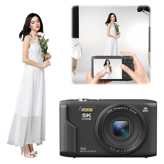 Digital Camera 72MP Vlogging Camera 16X Zoom Video Camera 2.8inch LCD Screen for Teens Adult Beginner