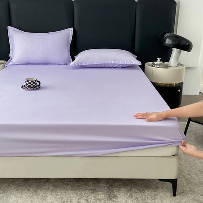 Solid Color Fitted Sheet with 2 Pillowcase Hotel Luxury Deep Pocket Sheet Soft Microfiber Breathable & Comfy Bed Sheet Set, Twin