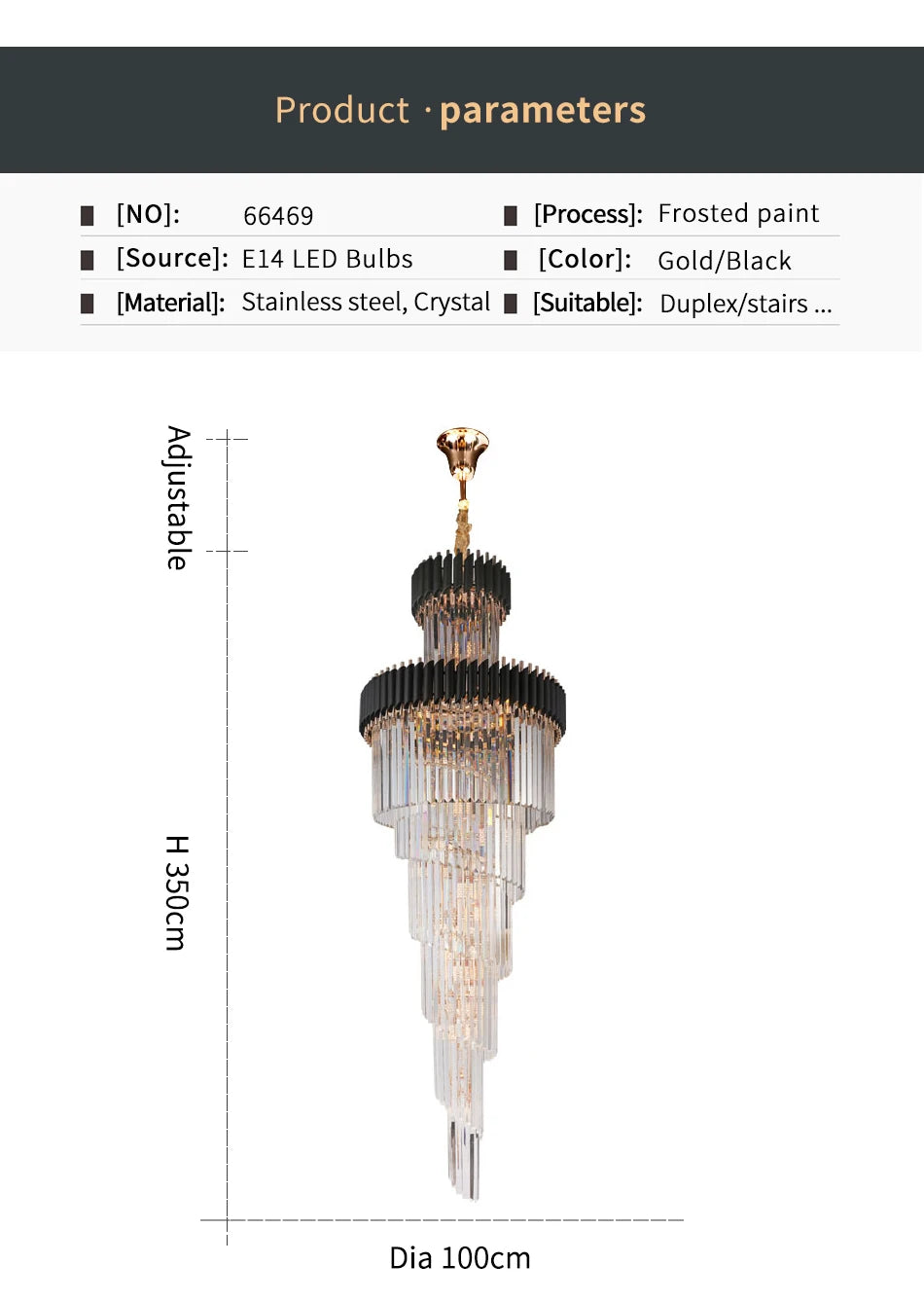 Large Top Long Crystal Led Chandeliers Hotel Hall Living Room Luxury Multi-layer Staircase Lighting Black Stainless Steel Light