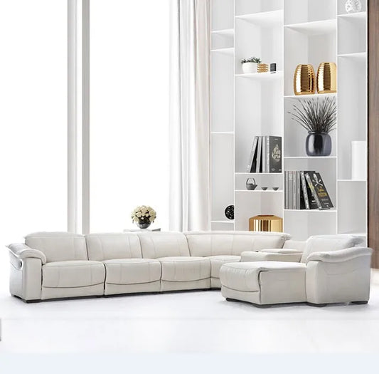 Italian Leather Furniture Set Living Room Electric Motion Sectional Power Recliner Sofa
