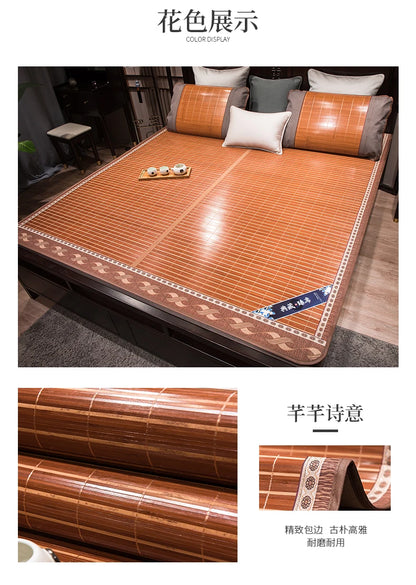 Bamboo mat cool mat household foldable natural carbonized mattress summer double-sided dual-use dormitory summer ice mat