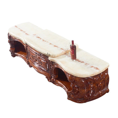Ebony sofa leather combination, living room villa luxury solid wood furniture