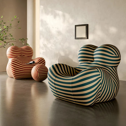 Luxury Mom's Embrace Bean Bag Sofa with Ottoman Modern Striped Cozy Seating for Living Room Bedroom Lounge Chair Decor Furniture