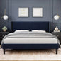 Bed Frame with Wingback & 2 Storage Pockets,  Upholstered Headboard, Solid Wood Slats Support, Velvet Platform Beds Bedroom