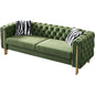 Modern Velvet Sofa for Living Room, 84 Inches Long Tufted Couch Upholstered Sofa with 2 Pillows High Arm and Metal Legs Decor