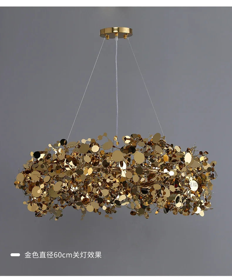 New Stainless Steel Chandelier Post -modern Shallow Luxury Living Room Restaurant Chandelier Gold/chromium Plating Chandelier