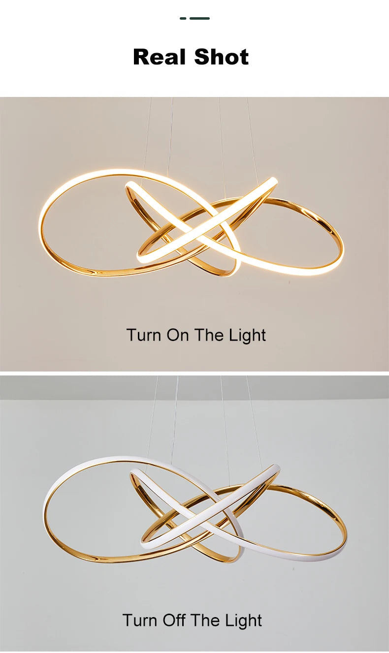 LED Gold Chandelier Modern Home Lighting For Living Room Dining Room Bedroom Kitchen Ceiling Decoration Lustre Hanging Lamp