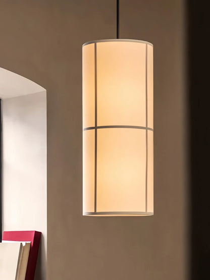 Designer Menu Hashira Cluster Pendant Light Vintage Cloth Lampshade Hanging Lamp Dining Room Minimalist Cylindrical Chandelier