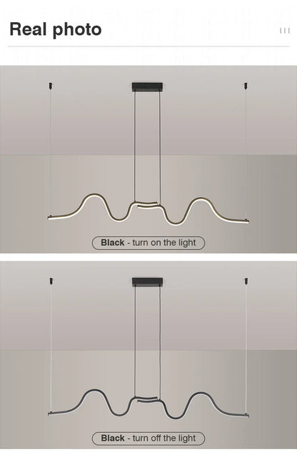 Modern LED Pendant Light Creative Nordic Linear Hanging Chandelier for Tubular Restaurant Kitchen Office Coffee Indoor Lamps