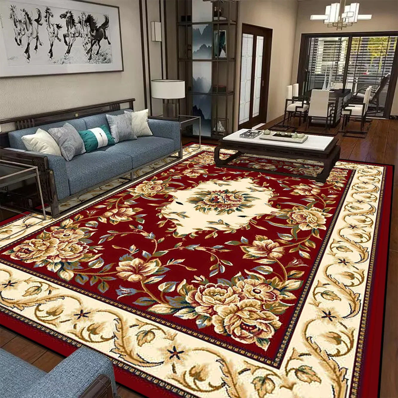 Black Gold High-end Luxury Carpet Living Room Large Area Rug Europe and America Home Decoration Bedroom Rug Washable Floor Mat