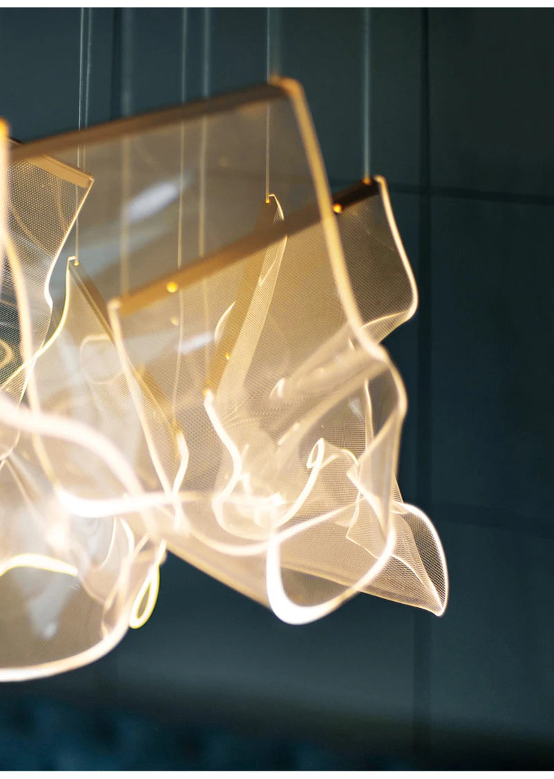 Light Guide LED Modern Chandelier living room decor lighting Duplex Rotating Stairs Pendant Lamp Dining room Hanging Lights