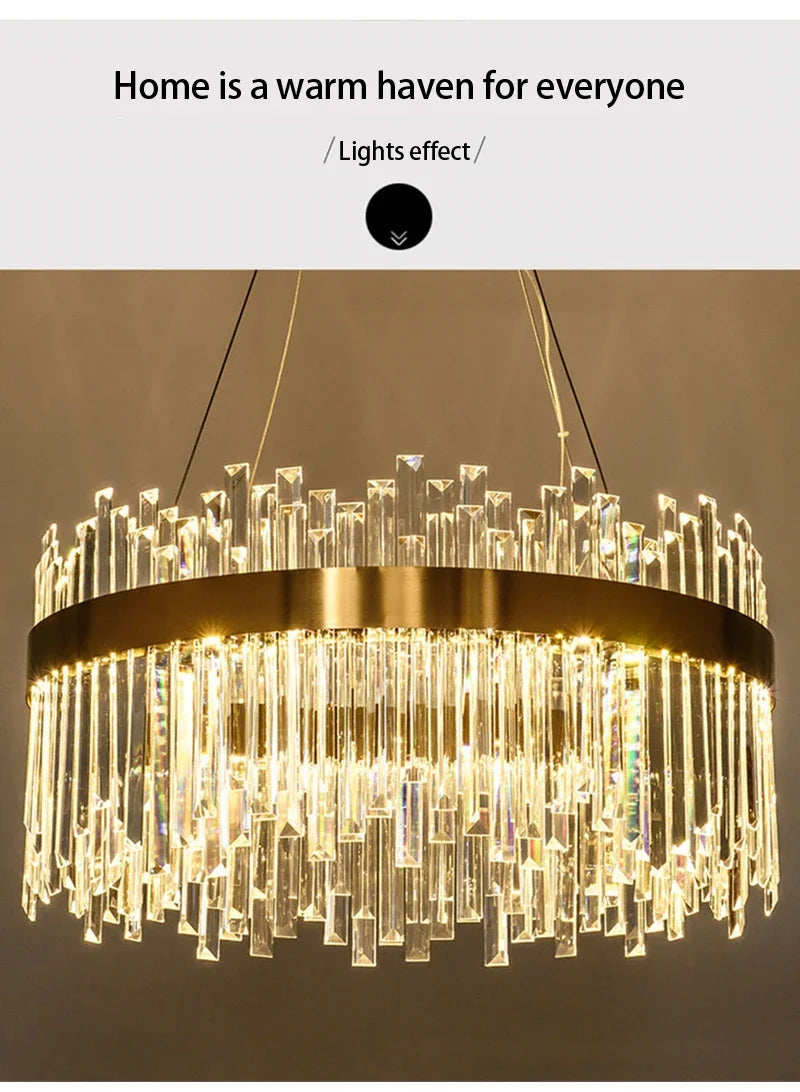 Nordic Luxury Chandeliers Crystal Pendant Ceiling Lights for Living Dining Room Kitchen Gold Pendant Light Decor Indoor Lighting