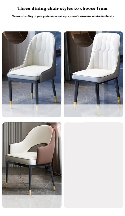 Mavisun Italian Dining Table Set 6 Chairs Ivory Home Console White Finish Sintered Stone Rock Plate Top Concise Salon Furniture