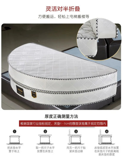 Cozy Spring Round Mattresses Hard Foldable Folding Queen Round Mattress King Size Sleeping Colchon Plegable Bedroom Furniture