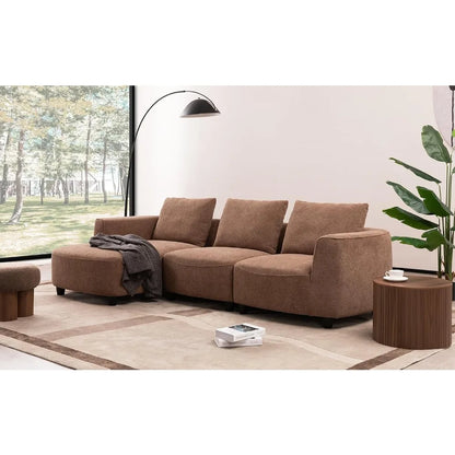 135"Curved Sectional Sofa,Modern Boucle Fabric Upholstered Modular Couch Oversized 6-Seat Sofa for Living Room,Bedroom,Apartment