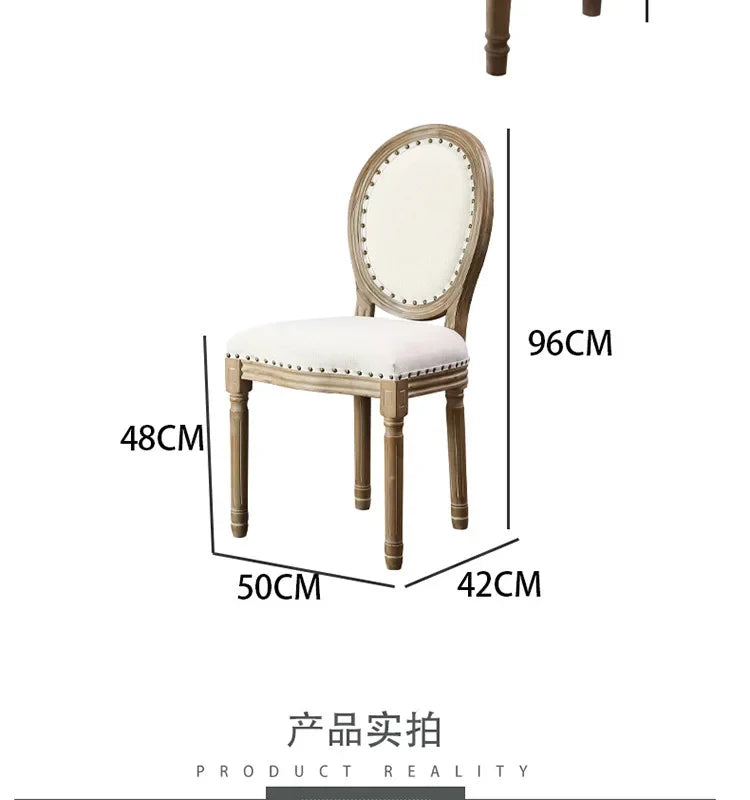 Retro Rattan Dining Chair Solid Wood French Chair Mobile Cafe Floor Modern American Country Leisure Chairs Home Furnitures