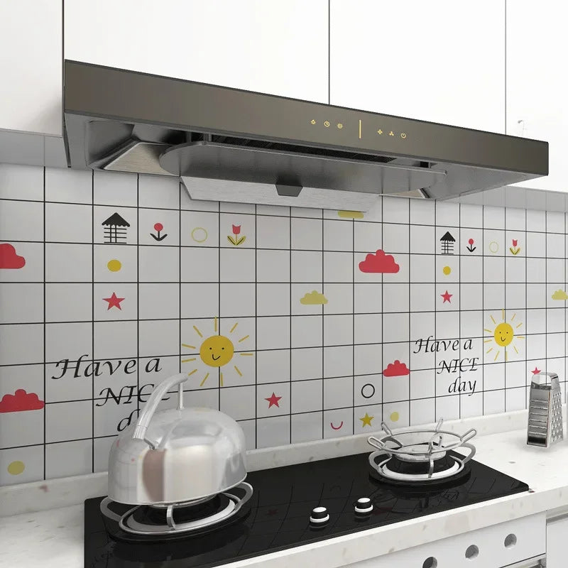 Kitchen Stove Oil-proof Sticker Waterproof High Temperature Resistant Wallpapers Kitchen Decoration Self Adhesive Contact Paper