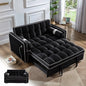 3 in 1 Pull Out Convertible Sofa Bed-Velvet Sleeper Sofa with 3Level Adjustable Backrest,Tufted Love Seat w/ 2Pockets ＆ 2Pillows