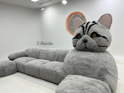 Cat-shaped cartoon animal sofa living room creative size apartment fabric plush sofa