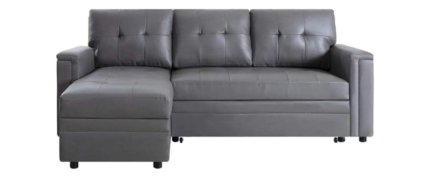 Sofa Beds, with USB Ports-L-Shaped Couch Convertible Pull-Out Bed,Timeless Design,Sturdy Construction, Air Leather Sofas
