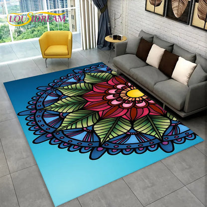 Bohemia Mandala Geometric Area Rug,Carpet Rug for Home Living Room Bedroom Sofa Doormat Kitchen Decor,Kid Non-slip Floor Mats