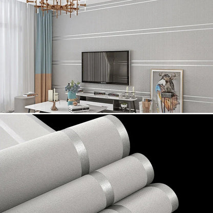 3d Wallpaper Modern Simple Striped Pattern Living Room Tv Background Home Decor Deerskin Texture Non Self Adhesive Wall Sticker