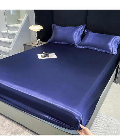 Rayon Satin Waterproof Fitted Sheet Silky Solid Color Bed Sheet Elastic Band Sheets Smooth Bedsheet Mattress Cover