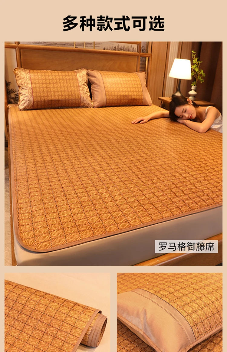 Cool mat summer rattan mat dual-use student dormitory single double foldable mattress summer natural pure rattan straw mat home