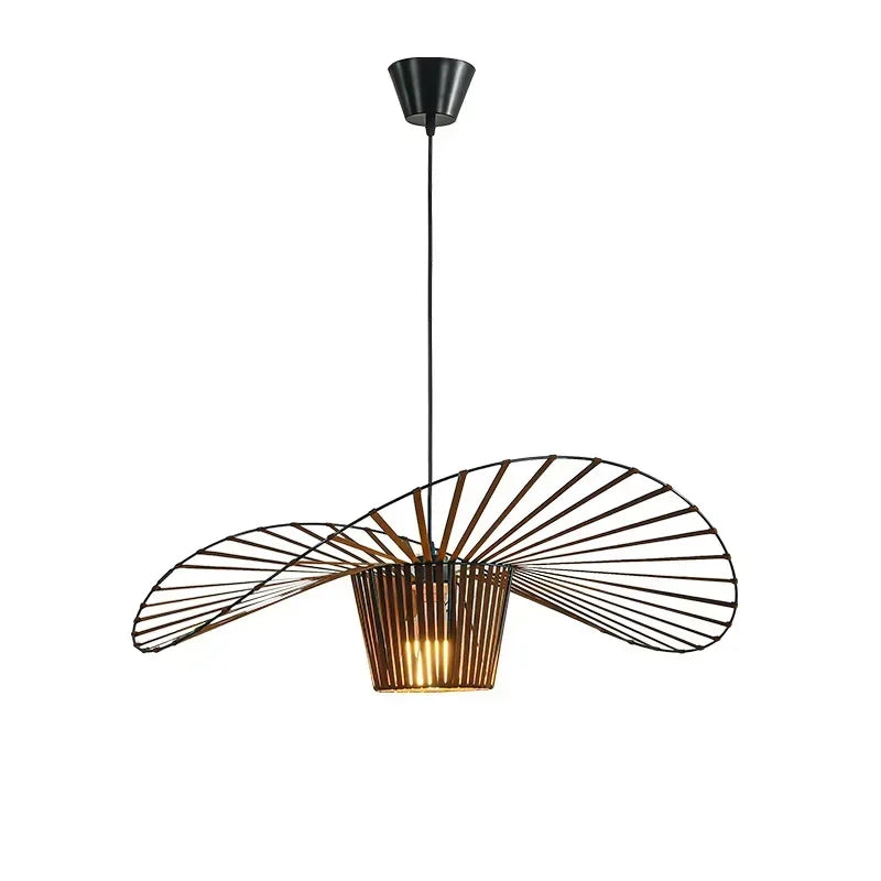 Nordic Vertigo Straw Hat Pendant Lights French Fabric for Restaurant Artistic and Creative Living Room Bedroom Hoom Decor Lamp