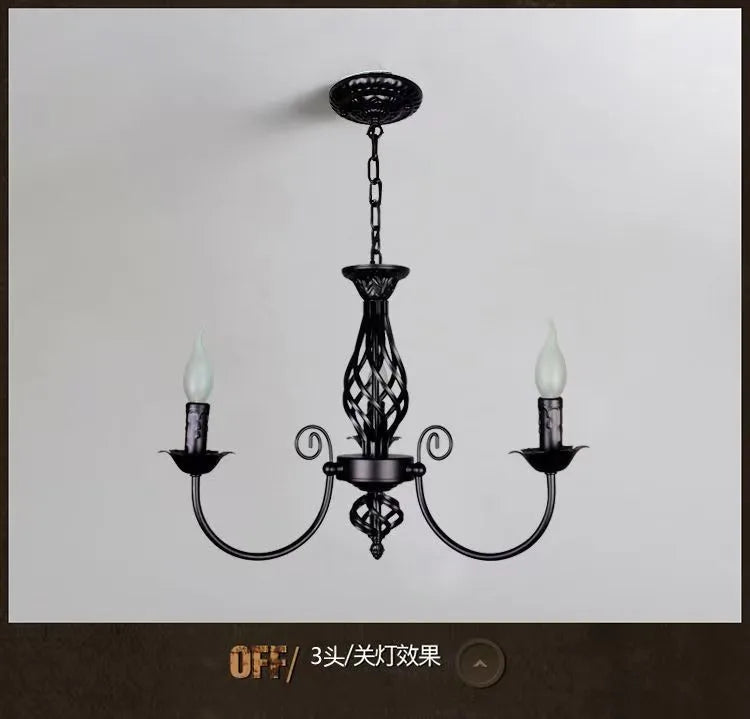 American Simple Living Room Light Modern Dining Room Bedroom Chandelier Black Iron Nordic Style Room Decoration Lighting Chandel